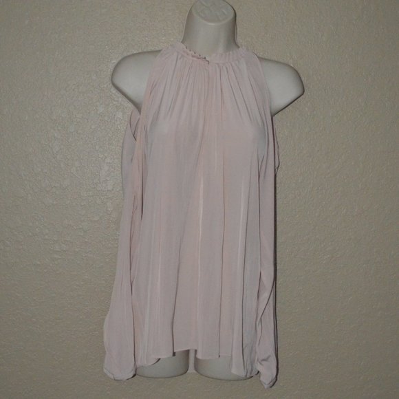 S Ramy Brook Pink Cold Shoulder Long Sleeve Blouse - Picture 1 of 7